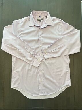 Men’s Kenneth Cole Reactio lavender slim fit no iron dress shirt L 16-16.5 34-35